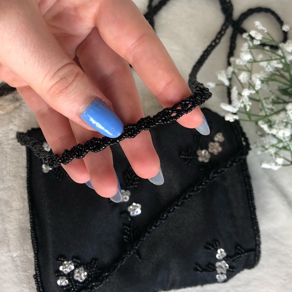 2/$20 | Vintage black satin beaded crossbody bag - Picture 9 of 10